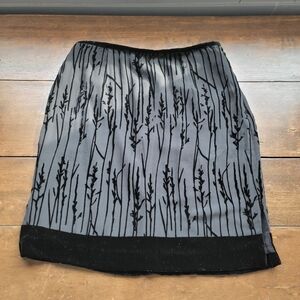 y2k Ann Taylor Silk Blend Velvet Burnout Floral Skirt sz 10 Black Whimsigoth